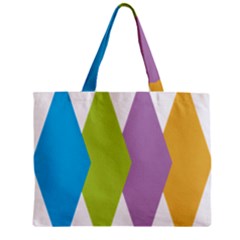 Chevron Wave Triangle Plaid Blue Green Purple Orange Rainbow Zipper Mini Tote Bag