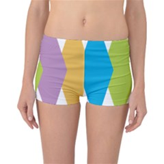 Chevron Wave Triangle Plaid Blue Green Purple Orange Rainbow Reversible Bikini Bottoms by Alisyart