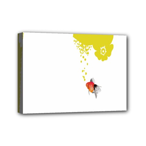 Fish Underwater Yellow White Mini Canvas 7  X 5  by Simbadda