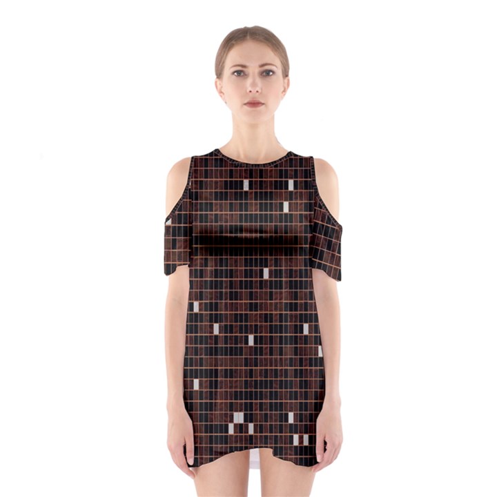 Cubes Small Background Shoulder Cutout One Piece