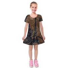 Coffe Break Cake Brown Sweet Original Kids  Short Sleeve Velvet Dress by Alisyart