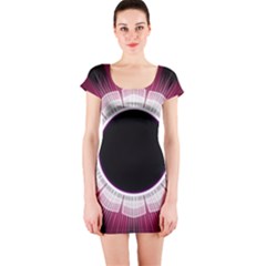 Circle Border Hole Black Red White Space Short Sleeve Bodycon Dress by Alisyart