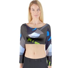 Animals Bird Green Ngray Black White Blue Long Sleeve Crop Top by Alisyart