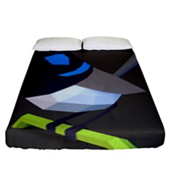 Animals Bird Green Ngray Black White Blue Fitted Sheet (king Size) by Alisyart