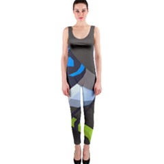 Animals Bird Green Ngray Black White Blue Onepiece Catsuit