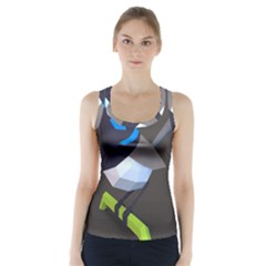 Animals Bird Green Ngray Black White Blue Racer Back Sports Top