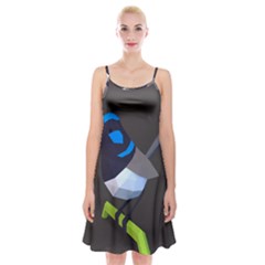 Animals Bird Green Ngray Black White Blue Spaghetti Strap Velvet Dress