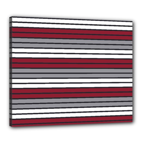 Fabric Line Red Grey White Wave Canvas 24  X 20 