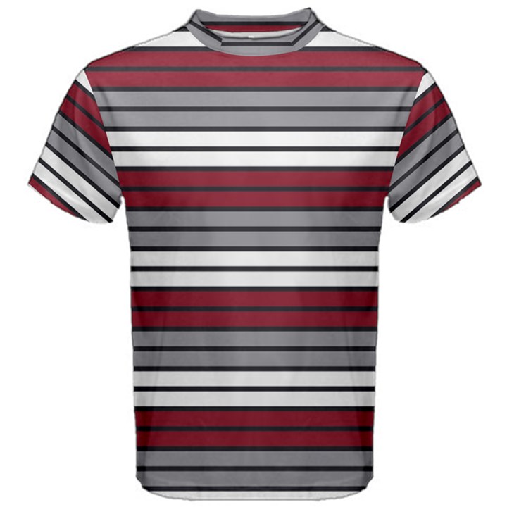 Fabric Line Red Grey White Wave Men s Cotton Tee