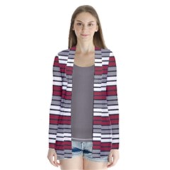 Fabric Line Red Grey White Wave Cardigans