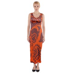 Enlarge Orange Purple Fitted Maxi Dress