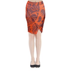 Enlarge Orange Purple Midi Wrap Pencil Skirt
