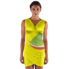 Fruit Melon Sweet Yellow Green White Red Wrap Front Bodycon Dress