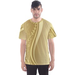 Golden Wave Floral Leaf Circle Men s Sport Mesh Tee