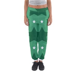 Green White Star Women s Jogger Sweatpants by Alisyart