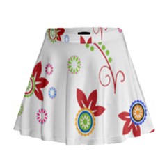 Floral Flower Rose Star Mini Flare Skirt