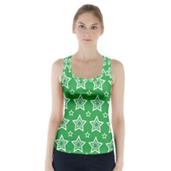 Green White Star Line Space Racer Back Sports Top