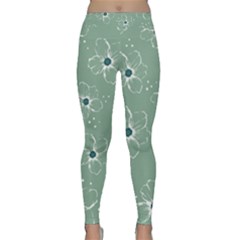 Floral Flower Rose Sunflower Grey Classic Yoga Leggings by Alisyart