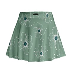 Floral Flower Rose Sunflower Grey Mini Flare Skirt by Alisyart