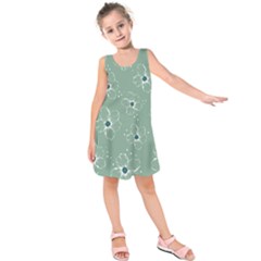 Floral Flower Rose Sunflower Grey Kids  Sleeveless Dress by Alisyart