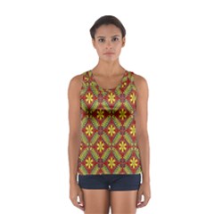 Abstract Yellow Red Frame Flower Floral Women s Sport Tank Top  by Alisyart