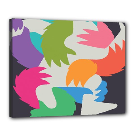 Hand Rainbow Blue Green Pink Purple Orange Monster Canvas 20  X 16 