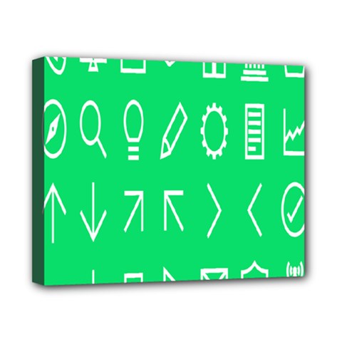 Icon Sign Green White Canvas 10  X 8 