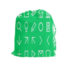 Icon Sign Green White Drawstring Pouches (extra Large) by Alisyart