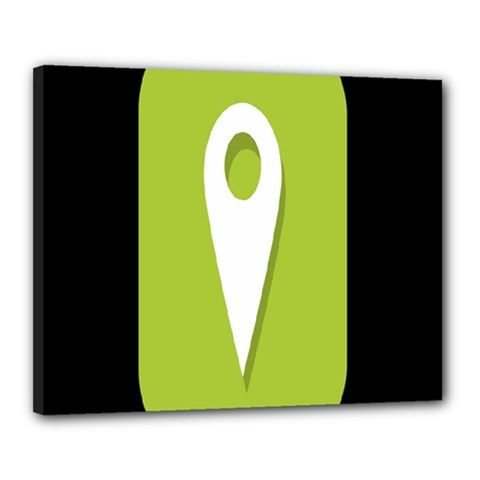 Location Icon Graphic Green White Black Canvas 20  X 16  by Alisyart