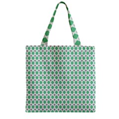 Crown King Triangle Plaid Wave Green White Zipper Grocery Tote Bag