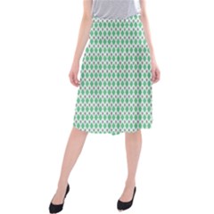 Crown King Triangle Plaid Wave Green White Midi Beach Skirt by Alisyart