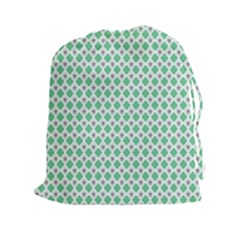 Crown King Triangle Plaid Wave Green White Drawstring Pouches (xxl)