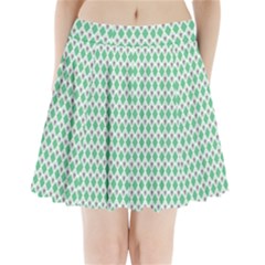 Crown King Triangle Plaid Wave Green White Pleated Mini Skirt
