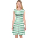 Crown King Triangle Plaid Wave Green White Capsleeve Midi Dress View1