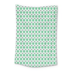 Crown King Triangle Plaid Wave Green White Small Tapestry by Alisyart