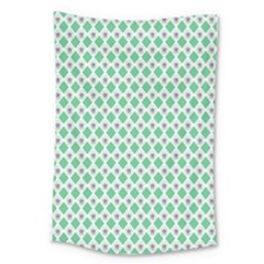 Crown King Triangle Plaid Wave Green White Large Tapestry by Alisyart