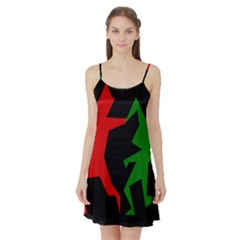 Ninja Graphics Red Green Black Satin Night Slip by Alisyart