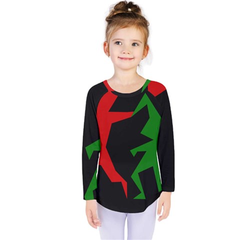 Ninja Graphics Red Green Black Kids  Long Sleeve Tee by Alisyart