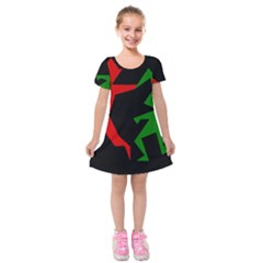 Ninja Graphics Red Green Black Kids  Short Sleeve Velvet Dress by Alisyart