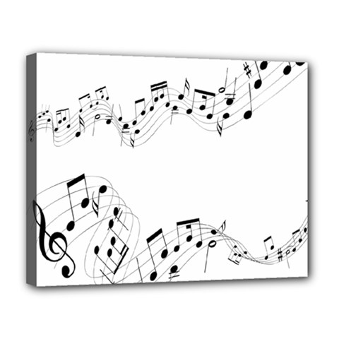 Music Note Song Black White Canvas 14  X 11 