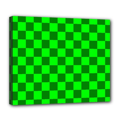Plaid Flag Green Deluxe Canvas 24  X 20  