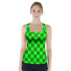 Plaid Flag Green Racer Back Sports Top