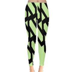 Polygon Abstract Shape Black Green Leggings 