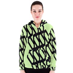 Polygon Abstract Shape Black Green Women s Zipper Hoodie by Alisyart