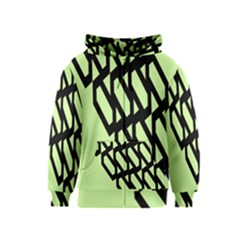 Polygon Abstract Shape Black Green Kids  Zipper Hoodie