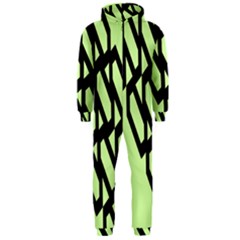Polygon Abstract Shape Black Green Hooded Jumpsuit (Men) 