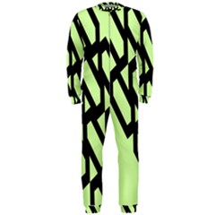 Polygon Abstract Shape Black Green OnePiece Jumpsuit (Men) 