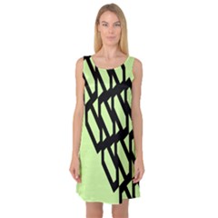 Polygon Abstract Shape Black Green Sleeveless Satin Nightdress