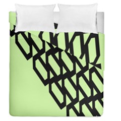 Polygon Abstract Shape Black Green Duvet Cover Double Side (Queen Size)
