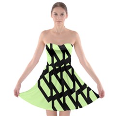 Polygon Abstract Shape Black Green Strapless Bra Top Dress